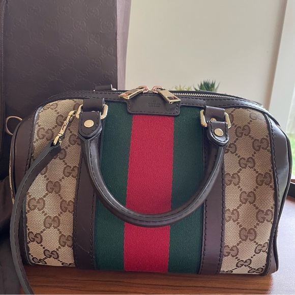 ❌SOLD❌on luxury site⭐️Authentic Gucci Bowling Bag🤎Made in Italy💚❤️ - Picture 16 of 16
